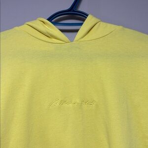 Missguided Yellow Lightweight Hoodie Womens US 4 Minimal Embroidered Logo